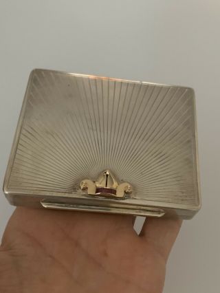 Vintage Sterling Silver & 14k Gold Gem Makeup Compact Cigarette Case