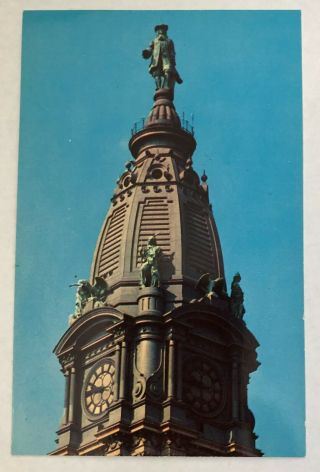 William Penn Statue City Hall Pennsylvania Pa Philadelphia Postcard Vintage