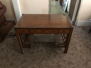Antique Harden Mission Oak Library Table