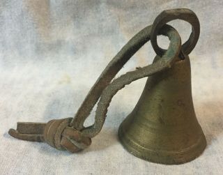 Vintage Brass Bell 2 3/8  High Leather Strap