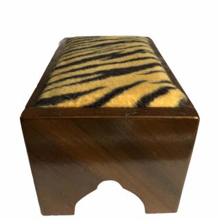 Tiger Cricket Footstool 14” Step Stool Wood Vtg Mid Century Rustic Handmade