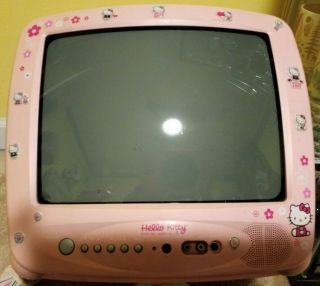 Vintage Hello Kitty Tv W/ Remote And Desk Lamp