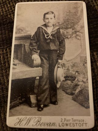 Victorian Cdv Photo Young Boy In Sailor Suit - H.  W.  Bevan,  Lowestoft