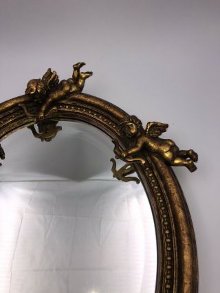 Gorgeous Very Good Large Antique Mirror With Bevelled Glass 22 " Cherubs Putti