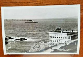 Vintage Rppc Real Photo Post Card San Francisco Cliff House Steamer Seal Rocks
