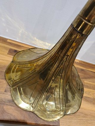 Vintage Brass Gramophone Horn With Elbow - Perfect For Unusual Lamp Shade