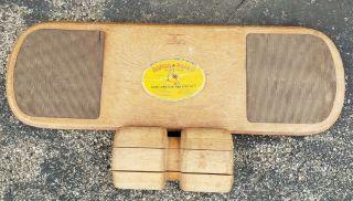 60’s Vintage Bongo Board Balance Trainer Wood Roller Block Read