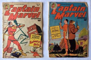 (2) Captain Marvel Adventures 84 Fr/gd & 113 Fr/gd 2 Books For 1 Reader Copies