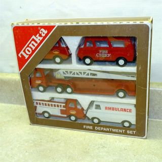 Vintage Tiny Tonka Fire Department Set,  No.  830 Fire Ambulance