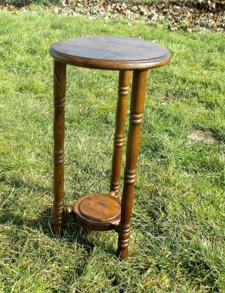 Lovely Small Carved Wood Plant Stand Pedestal Side Table 2 Tier 20.  27 "