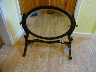 Antique Edwardian Oval Dressing Table Toilet Swing Mirror Height 50 Cm X 53 Cm