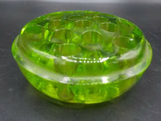 Xl Vintage Green Depression Glass 13 Hole 4.  5 " Antique Flower Frog