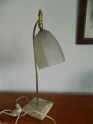 Lovely Vintage French Cast Brass Articulated Lamp Art Deco Marble Base