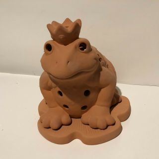 Partylite Frog Prince Terracotta Tealight Holder,  Retired.  P0454