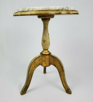 Vintage Italian Florentine Marble Top Accent Table Plant Stand Hollywood Regency