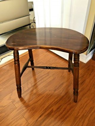 Vtg Mcm Wood Kidney Shaped Vanity Bench / Foot Stool / Side Table /plant Table