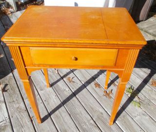 Vtg Singer Sewing Machine Table/cabinet - W/dust Bottom Cherry Wood -