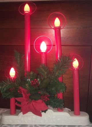 Vtg Rare Noma 5 Light Xmas C - 7 Red Drip Candolier Candle Halo Electric Mcm