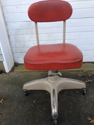 Vtg Industrial Cosco Swivel Desk Office Chair Red Machine Age Mid Century