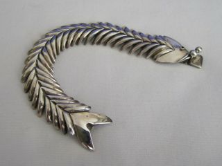Vintage Taxco De Molina Mexico Sterling Silver Fish & Bones Articulated Bracelet