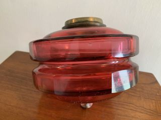 Cut Glass Cranberry Facet Cut Glass Oil Lamp Font