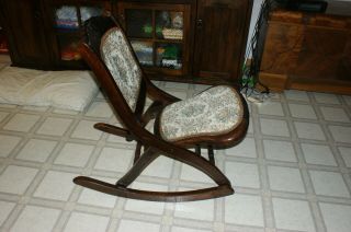 Antique Upholstered Folding Rocking Chair