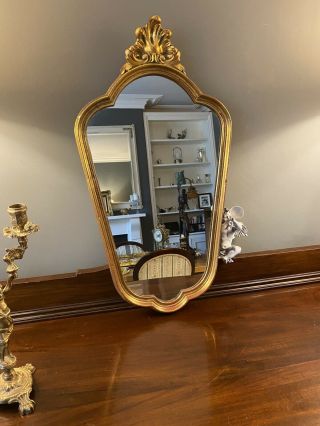 Vintage French Ornate Gold Gilt Gesso Rococo Wall Hanging Mirror