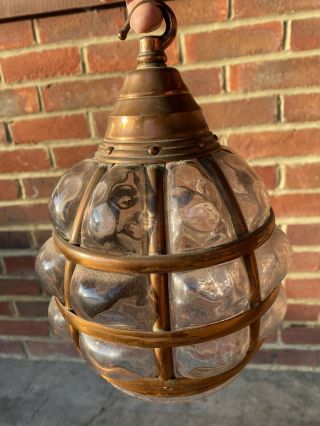 An Antique Arts And Crafts Porch Light With Glass Shade And Copper Frame