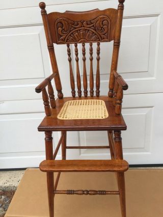 Vintage Child High Chair Oak Restored Missing Food Tray Local Pick Up