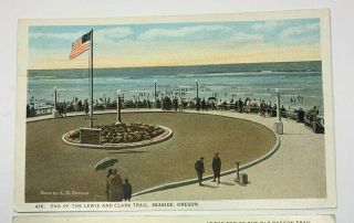 Vintage Oregon Postcard Seaside " End Of Lewis & Clark Trail " Lipscjuetz Unposted