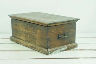 Antique/Vintage Carpenters Tool Box Chest Hand Made Primitive Folk Art Wooden Tr 2