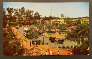 Disneyland Anaheim Vintage Postcard – Town - Square With Horse - Drawn Carriage A - 4