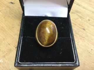 Vintage 9ct Gold Tigers Eye Ring Size L.  5.  4g.