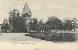 Middlesex Bedfont Church 1906 Vintage Postcard 4.  1