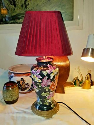 Vintage Oriental Table Lamp Large Laura Ashley Shade
