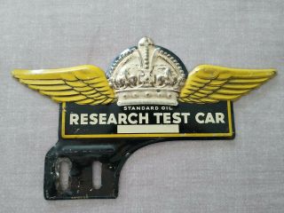 Vintage Standard Oil Research Test Car License Plate Topper,  2