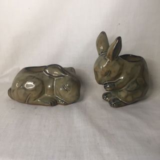 Partylite Set Of 2 Playful Baby Bunny Rabbits Tea Light Candle Holders Retired