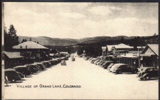B&w Village Of Grand Lake,  Colorado.  Vintage Autos Lining Street