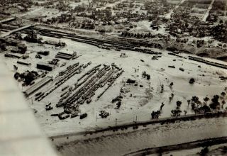 1921 Vintage Photo Aerial View Railroad Yard Flooded By River In Pueblo Colorado