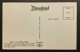 Disneyland Anaheim Vintage Postcard – INDIA - IT’S A SMALL WORLD DT - 35942 - C 2