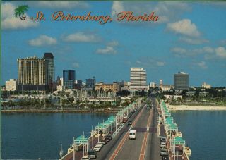 Vintage St Petersburg Florida Fl Postcard Skyline Taken From The Pier
