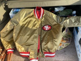 Vintage San Francisco 49ers Chalk Line Satin Jacket Gold Size Xxl Nfl