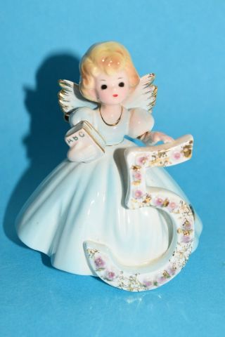 Vintage Josef Angel Birthday Age 5 Old Cake Topper Figurine Fifth Year