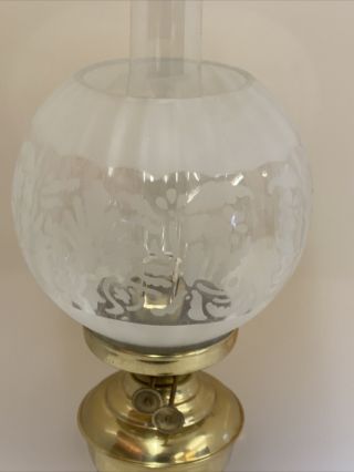 Vintage Brass Duplex Burner Oil Lamp With Glass Shade (D2) 2