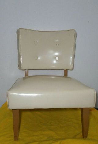 Vintage Mid - Century Modern Vinyl Accent Lounge Chair - Wooden Frame