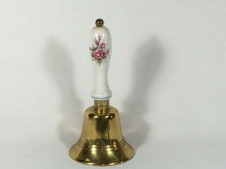 Brass Bell With Roses On Porcelain Handle Unusual Bell England