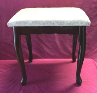 Vintage Mahogany Finish Wood Queen Anne Legs Bench Seat Piano Stool - 18 " Tall