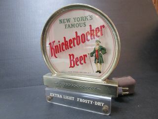 Knickerbocker Beer Sign Reverse Painted Glass Register Topper Light Vintage
