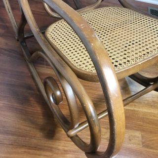 Thonet $1770 Bentwood Rocking Chair Vintage Caned Brown MCM Mid Century Wicker 3