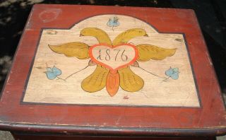 Vintage Hand Painted Patriotic Cabinet Dresser Chest - Eagle Flowers 1876